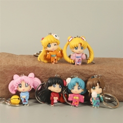 6PCS/SET Sailor Moon Cute Design PVC Anime Figure Keychain