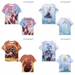 6 Styles Genshin Impact Microfiber Material Cartoon Anime T-shirt