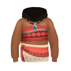 Moana Cosplay 3D Print Hooded Anime Hoodie for Kids