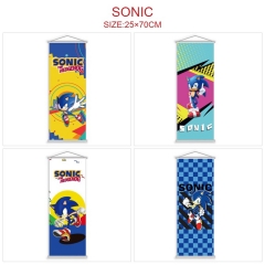 （25*70CM）5 Styles Sonic The Hedgehog Cartoon Wallscrolls Waterproof Anime Wall Scroll