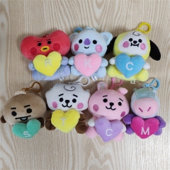 7PCS/SET K-POP BTS Bulletproof Boy Scouts Anime Plush Toy Pendant 10CM