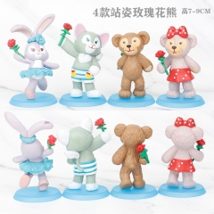 （4PCS/SET）7-9CM Disney StellaLou Bear Duffy Anime PVC Figure