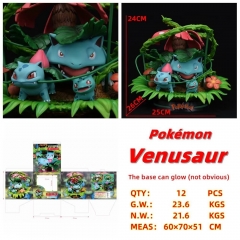 24CM GK Pokemon Bulbasaur Anime PVC Figure Toy With Light