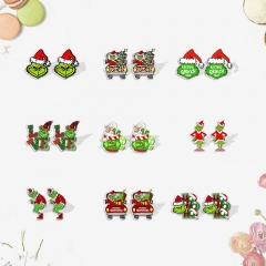 11 Styles The Grinch Movie Plastic Ear Studs Anime Earrings