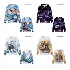 5 Styles Genshin Impact Cartoon Color Printing Cosplay Anime Hooded Hoodie