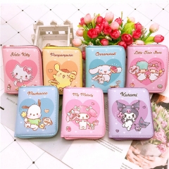 7 Styles Kawaii Sanrios Series Cinnamoroll My Melody Hello Kitty Kuromi Anime Wallet Pu Casual Short Cute Card Holder Zipper Coin Purse