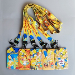 5 Styles The Simpsons Anime Phone Strap Lanyard Card Holder Bag