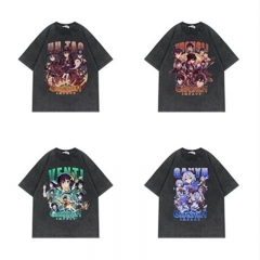 4 Styles Genshin Impact Cotton Material Cartoon Anime T Shirt