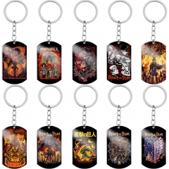 10 Styles Attack on Titan Cartoon Stainless Steel Dog Tag Anime Keychain