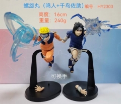 2PCS/SET 16cm Naruto Cartoon PVC Anime Action Figure Set  ( can change Hand)