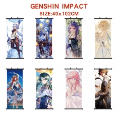 8 Styles 40*102CM Genshin Impact Wall Scroll Cartoon Pattern Decoration Anime Wallscroll