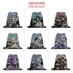 9 Styles Genshin Impact Cosplay Cartoon Anime Drawstring Bags