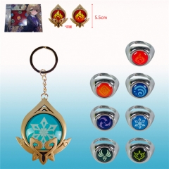 7 Styles Genshin Impact Vision Sumeru Anime Alloy Keychain+Ring 8PCS/SET