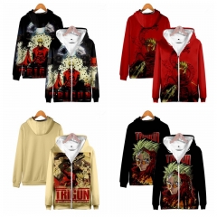 10 Styles Trigun 3D Digital Printing Hooded Anime Zipper Hoodie