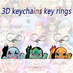 15 Styles Pokemon Cartoon Pattern 3D Motion Anime Keychain