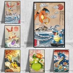 (No Frame) 40 Styles Pokemon Cartoon Canvas Material Anime Poster