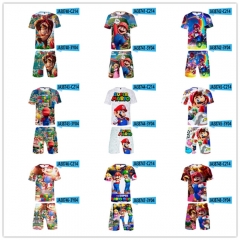 18 Styles Super Mario Bro Cartoon Anime T Shirt + Pants Set