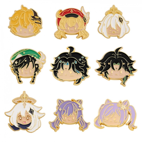 9 Styles Genshin Impact Cos Game Alloy Badge Anime Brooch