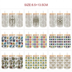 350ml 9 Styles The Legend Of Zelda Anime Glass Cup with Straw