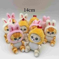 10PCS/SET 14CM Shrimp rabbit cat Cartoon Anime Plush Toy Pendant