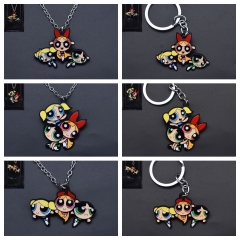 6 Styles The Powerpuff Girls Alloy Anime Necklace/Keychain