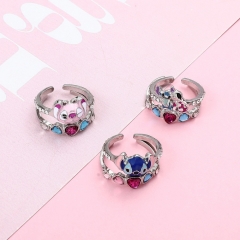 4 Styles Lilo & Stitch Cartoon Character Cute Decorative Anime Alloy Ring