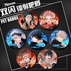 75mm 30 Styles Jujutsu Kaisen Cartoon Anime Tinplate Pin Brooch