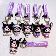 12 Styles Sanrio Kuromi Cartoon PVC Anime Figure Keychain