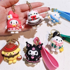 6 Styles Sanrio Cartoon PVC Anime Figure Keychain