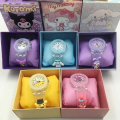 5PCS/SET Sanrio Hello Kitty Kuromi Cinnamoroll My Melody Anime Watches(with Base)