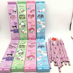 12PCS/SET Sanrio Kuromi My Melody Cinnamoroll Cartoon Pattern Anime Pencil