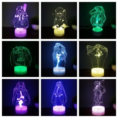 11 Styles Hatsune Miku Cartoon 3D Anime Nightlight(16 Colors Remote Control)