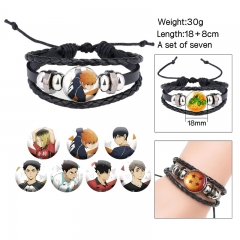 2 Styles (Replaceable Pattern) Haikyuu Cartoon Anime Bracelet Wristband