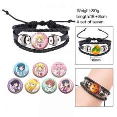 2 Styles (Replaceable Pattern) Pretty Soldier Sailor Moon Cartoon Anime Bracelet Wristband