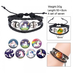 2 Styles (Replaceable Pattern) Unicorn Cartoon Anime Bracelet Wristband