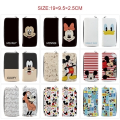 11 Styles Mickey Mouse and Donald Duck Cartoon Zipper PU Anime Long Wallet Purse