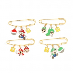 4 Styles Super Mario Bro Cartoon Anime Alloy Pin Brooch