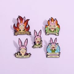 5 Styles Funny girl Cartoon Anime Alloy Pin Brooch