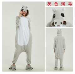 2 Styles Hippopotamus Cartoon Cosplay New Kawaii Pyjamas Warm Winter Anime Flannel Pajamas