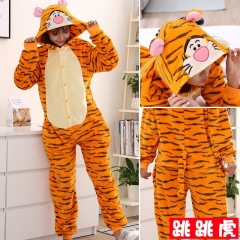 Tigger Cartoon Cosplay New Kawaii Pyjamas Warm Winter Anime Flannel Pajamas