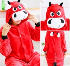 Cow Cartoon Cosplay New Kawaii Pyjamas Warm Winter Anime Flannel Pajamas