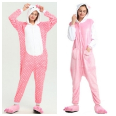 2 Styles Hello Kitty Cartoon Cosplay New Kawaii Pyjamas Warm Winter Anime Flannel Pajamas