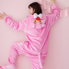 Pink Panther Cartoon Cosplay New Kawaii Pyjamas Warm Winter Anime Flannel Pajamas