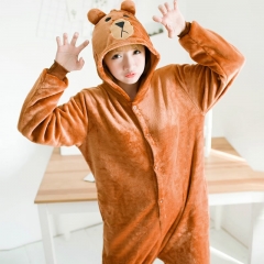 Line Bear Brown & Bunny Cony Cartoon Cosplay New Kawaii Pyjamas Warm Winter Anime Flannel Pajamas