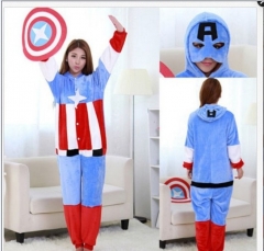 Captain America Cartoon Cosplay New Kawaii Pyjamas Warm Winter Anime Flannel Pajamas