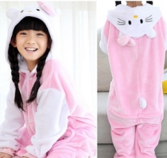 Hello Kitty Cartoon Cosplay New Kawaii Pyjamas Warm Winter Anime Flannel Pajamas