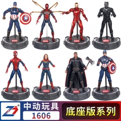 （With Light）Original 11 Styles 7 Inch Marvel Spider Man Iron Man Captain America Cartoon Anime PVC Action Figure