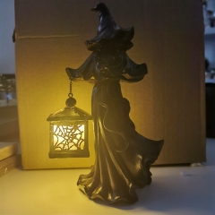 （With Light）20CM 2 Styles Halloween Horrible Movie Led Witch Anime Resin Figure Toy