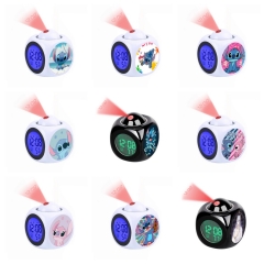 14 Styles Lilo & Stitch Cartoon LCD Anime White/Black Projection Alarm Clock(with Light)