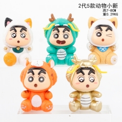 7-8CM 5PCS/SET U11# Crayon Shin-chan Cosplay Cartoon Anime PVC Figure